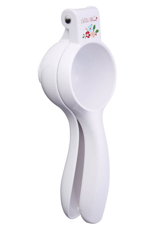 The Pioneer Woman Garden Party Handheld Cast Citrus Fruit Press Juicer with Filter, White - The Bargin Chic Retail Store