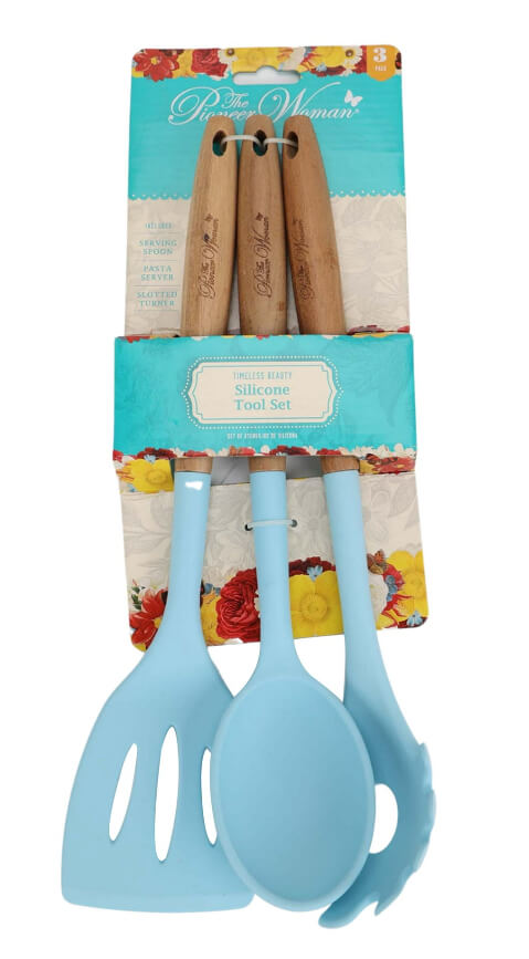 The Pioneer Woman Timeless Beauty 3-Piece Silicone Tool Set, Blue Haze - The Bargin Chic Retail Store