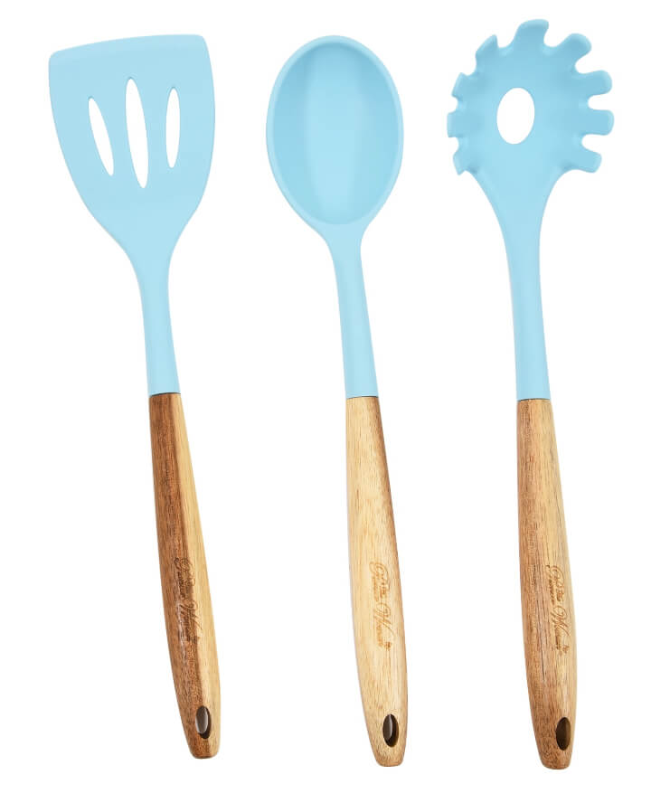 The Pioneer Woman Timeless Beauty 3-Piece Silicone Tool Set, Blue Haze - The Bargin Chic Retail Store