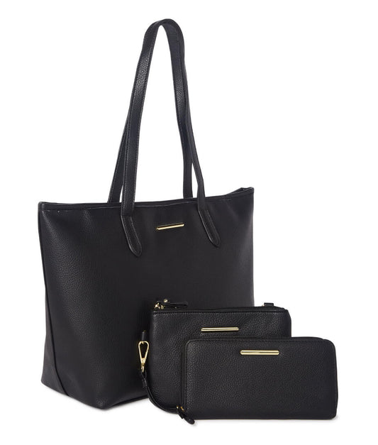 Time and Tru Women's 3-Piece Handbag Set Black Pebble - The Bargin Chic Retail Store