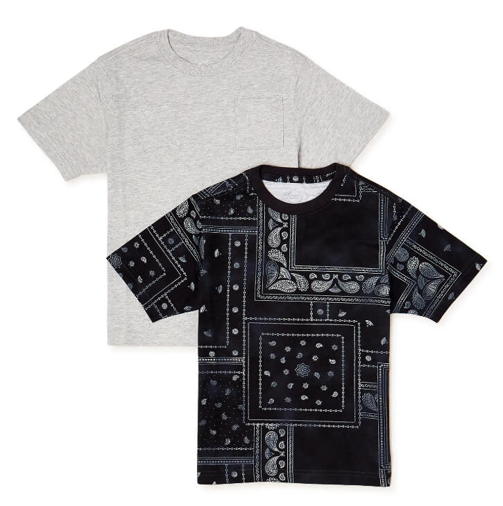 Wonder Nation Boys Print and Solid Short Sleeve 2-Pack T-Shirts - The Bargin Chic Retail Store