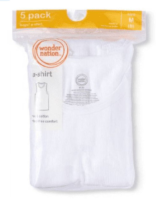 Wonder Nation Boys White Tank Undershirt, 5-Pack - The Bargin Chic Retail Store