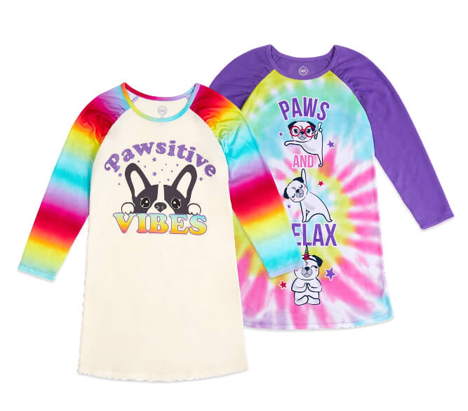 Wonder Nation Girls Super Soft Fleece Long Sleeve Nightgown, 2-Pack, Puppy - The Bargin Chic Retail Store