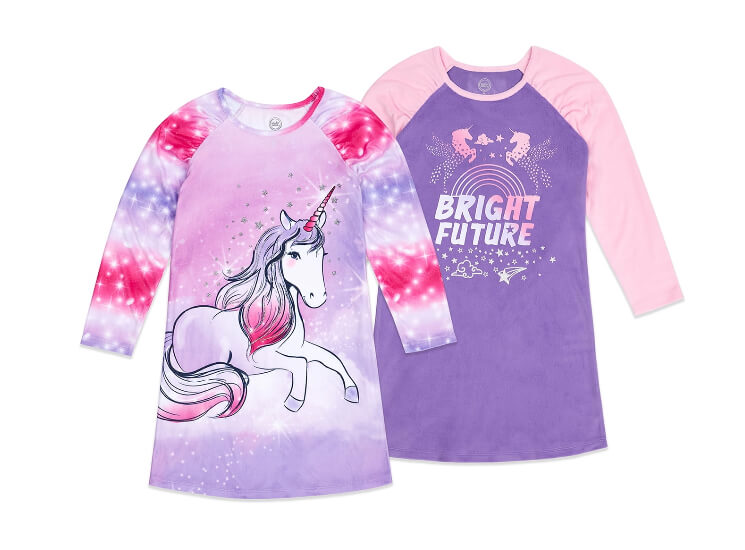 Wonder Nation Girls Super Soft Fleece Long Sleeve Nightgown, 2 Pack, Unicorn - The Bargin Chic Retail Store