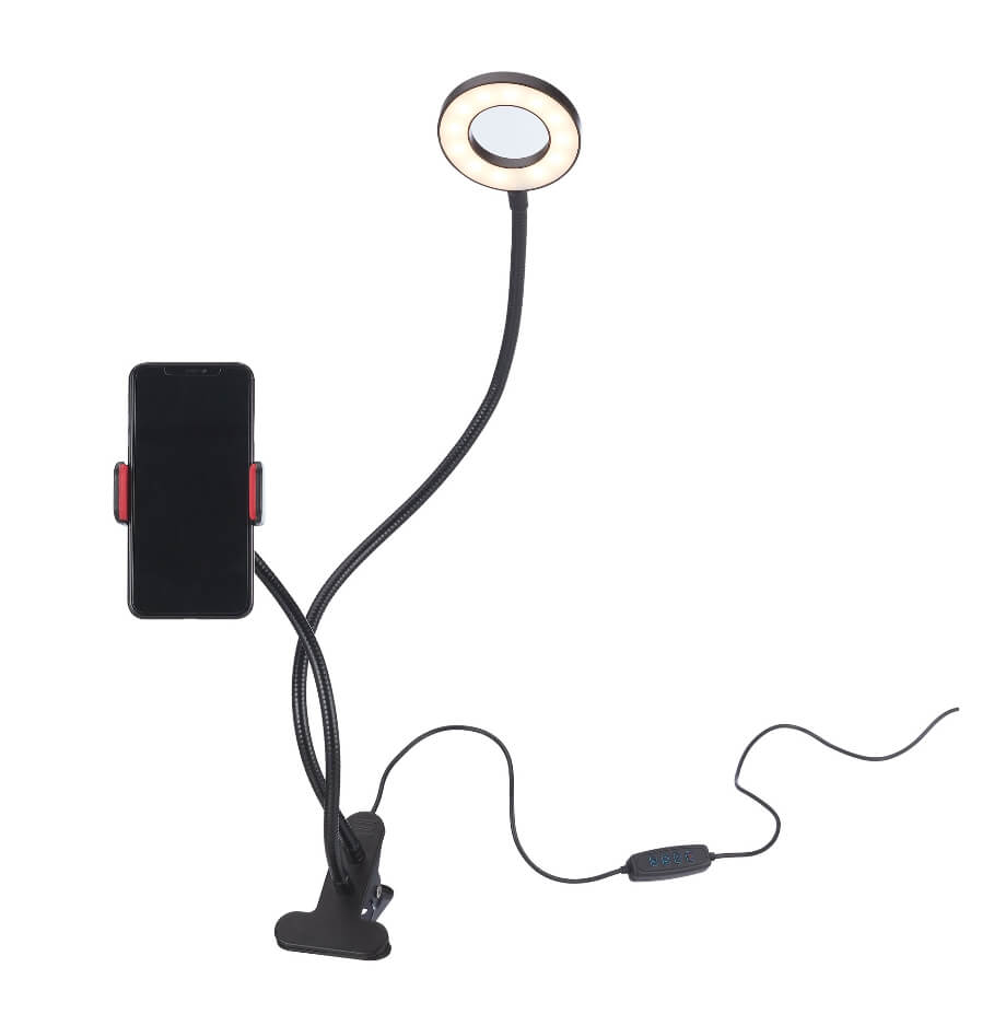 onn. Selfie Lamp with Adjustable Smartphone Holder, Black, 21" - The Bargin Chic Retail Store