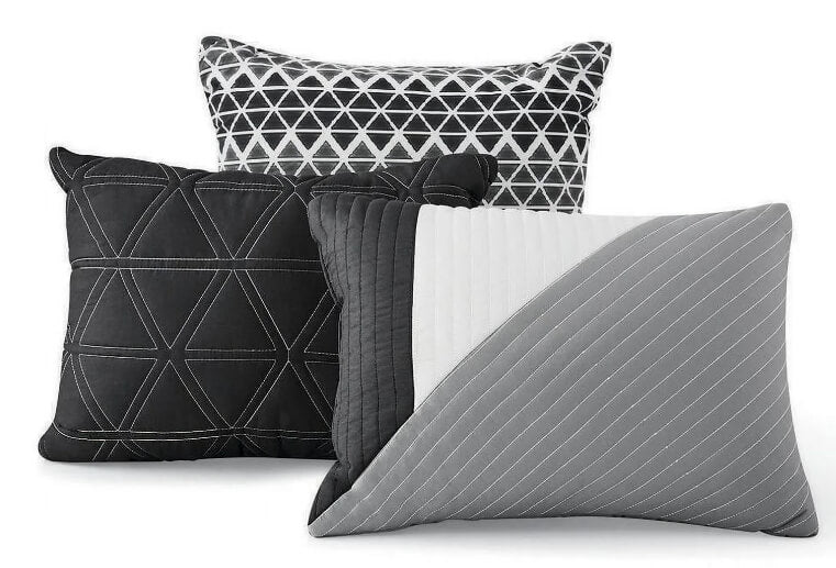 10-Piece Black and White Ombre Geometric Bed in a Bag, Full