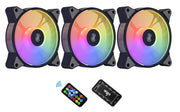 3-Pack 120mm RGB Case Fan ARGB Addressable Motherboard SYNC Cooling SATA Interface PC Fans with Controller for Computer Case