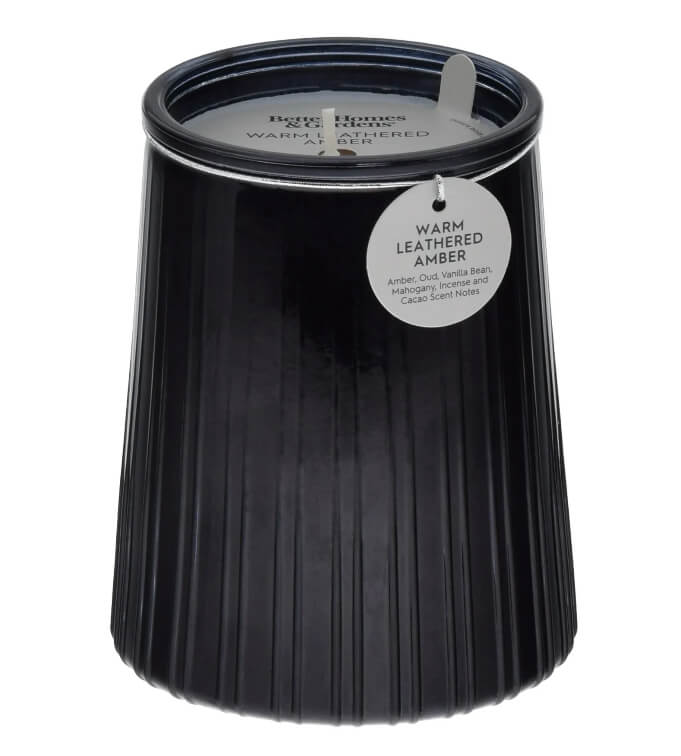 Amber & Oud Ribbed Jar Candle – 16.1oz Single Wick with Rich, Inviting Fragrance