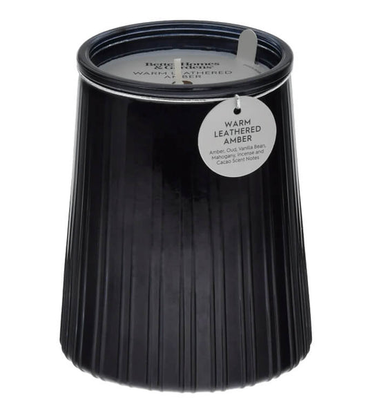 Amber & Oud Ribbed Jar Candle – 16.1oz Single Wick with Rich, Inviting Fragrance