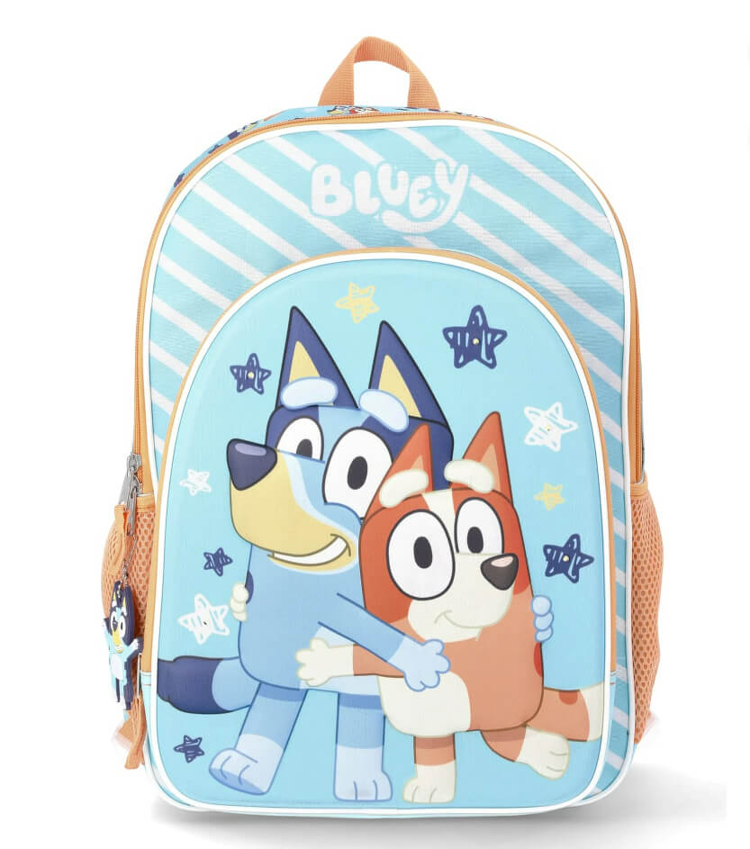 Bluey 17" Kids Light-Up Backpack – Motion-Activated Front Panel, Spacious Design, Bonus Keychain