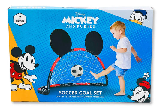 Disney Mickey Mouse Soccer Net Set – Includes Ball & Pump, Multicolor, Ages 3+