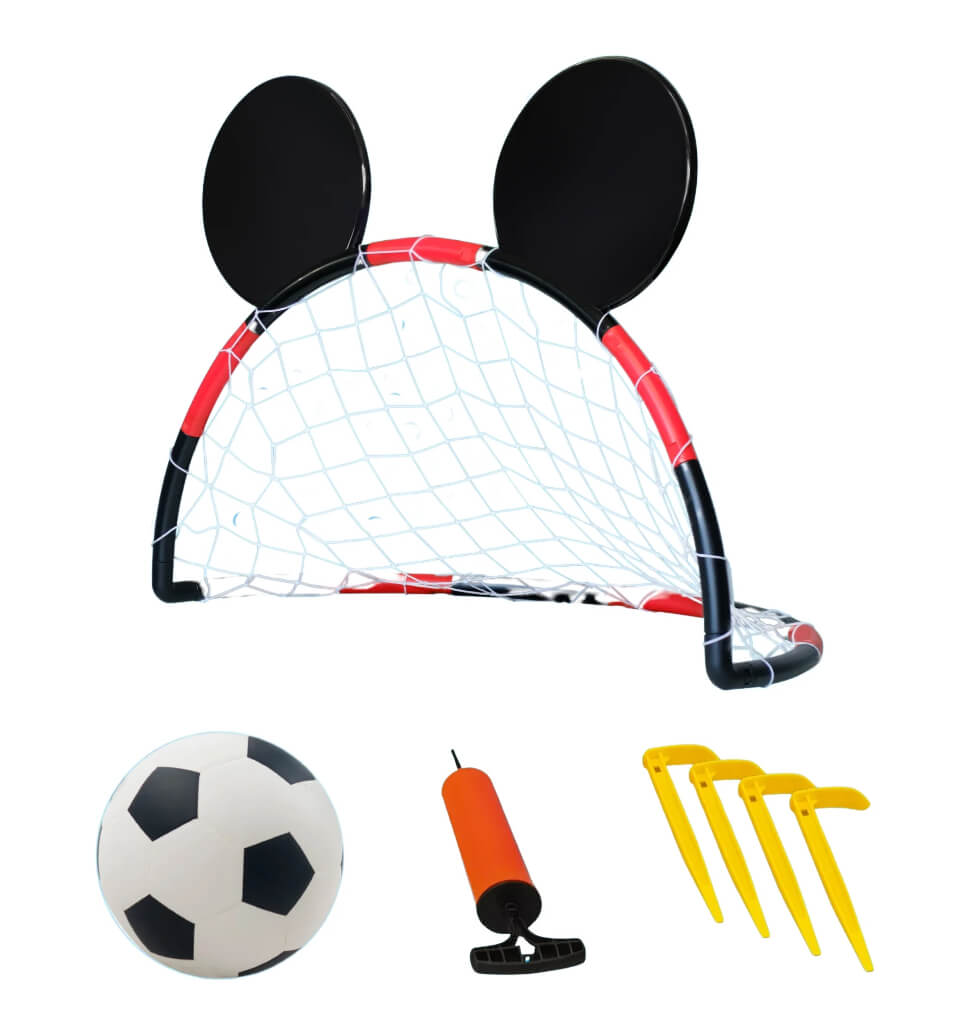 Disney Mickey Mouse Soccer Net Set – Includes Ball & Pump, Multicolor, Ages 3+
