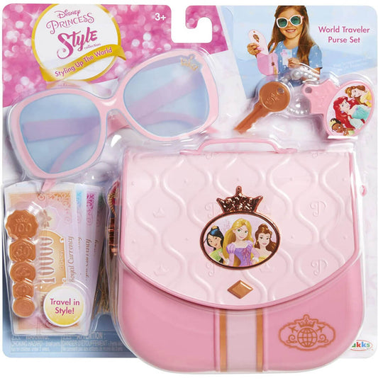 Disney Princess Style Collection World Traveler Purse Set – Pretend Play Fashion Accessories for Kids Ages 3+