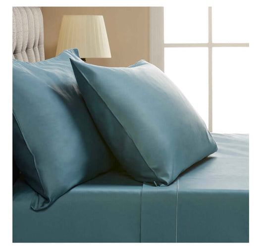 Egyptian Cotton 1000 Thread Count Bedding Pillowcases Collection, Teal Silk, 2-Piece Set