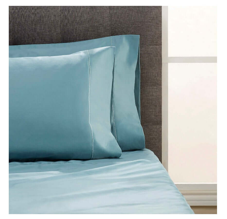 Egyptian Cotton 1000 Thread Count Bedding Pillowcases Collection, Teal Silk, 2-Piece Set