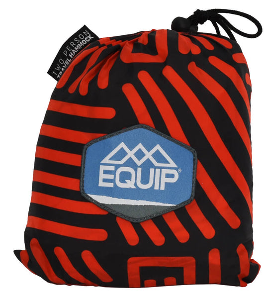 Equip Nylon Camping Travel Hammock, 1 Person, Red and Black Dark and Hot Print, Size 116" L x 59" W