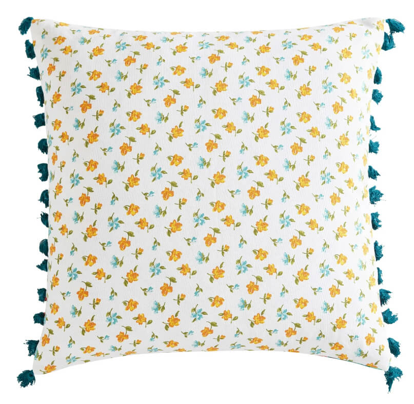 Pioneer Woman Decorative Throw Pillow – 18" x 18" Cotton Embroidered Accent Cushion