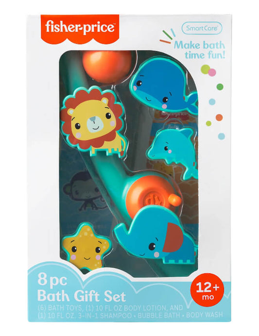 Fisher-Price 8-Piece Fishing Baby Bath Toy and Body Care Set for Infants, Unisex