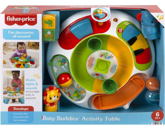 Fisher-Price Busy Buddies Activity Table Electronic Learning Toy for Infant and Toddler