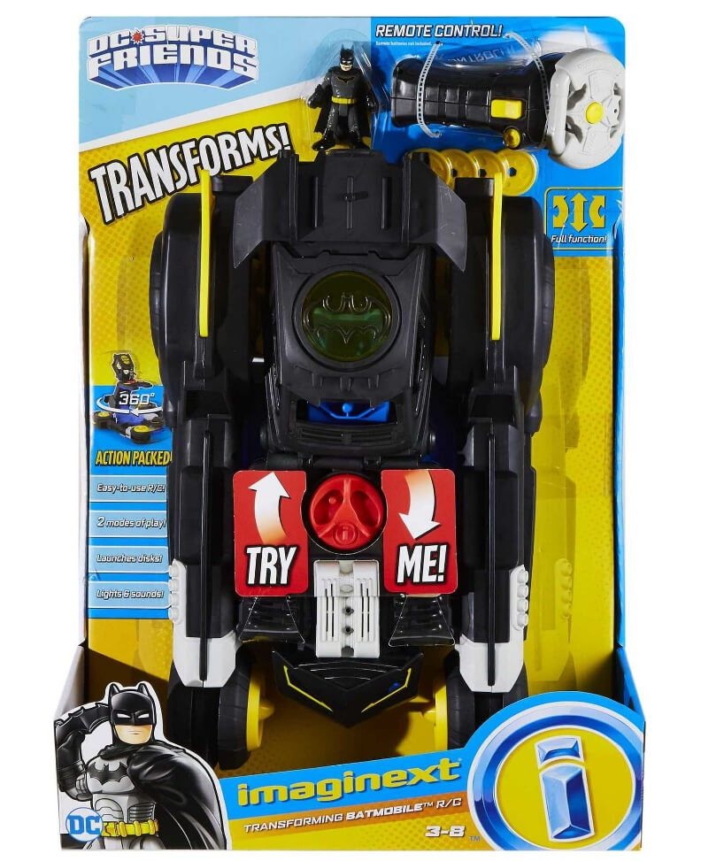 Imaginext DC Super Friends Transforming Batmobile Battery-Powered RC Car with Lights & Sounds