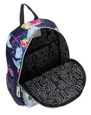 Justice Girls 17" Laptop Backpack Iridescent Blue Multi-Color Splatter