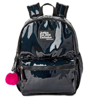 Justice Girls 17" Laptop Backpack with Pom Pom Dangle, Black