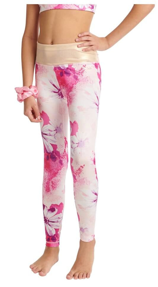 Justice Girls Floral Full Length Dance Leggings, Sizes XS-XL