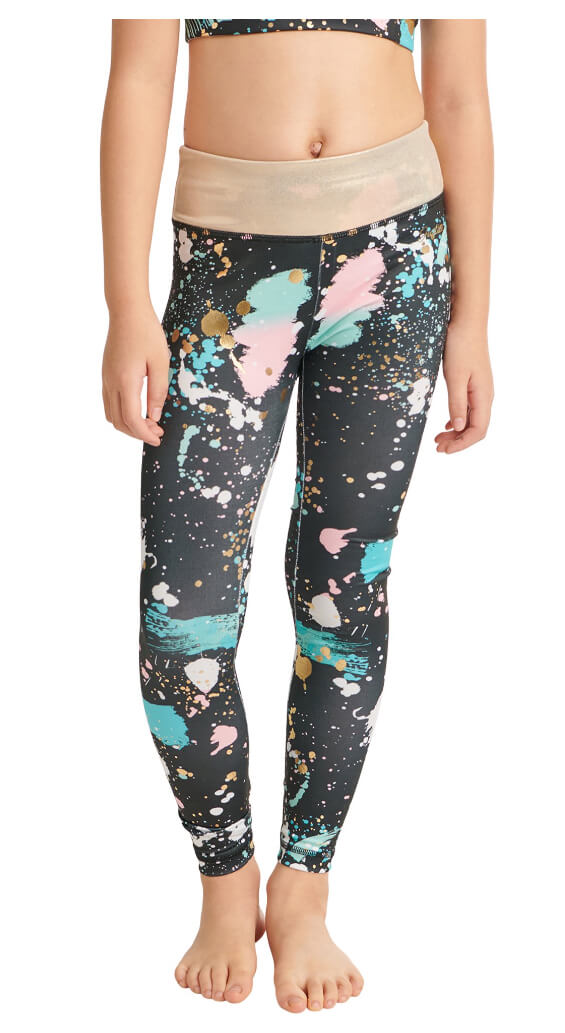 Justice Girls Full-Length Dance Leggings – Super-Stretch Comfort with Foil Waistband