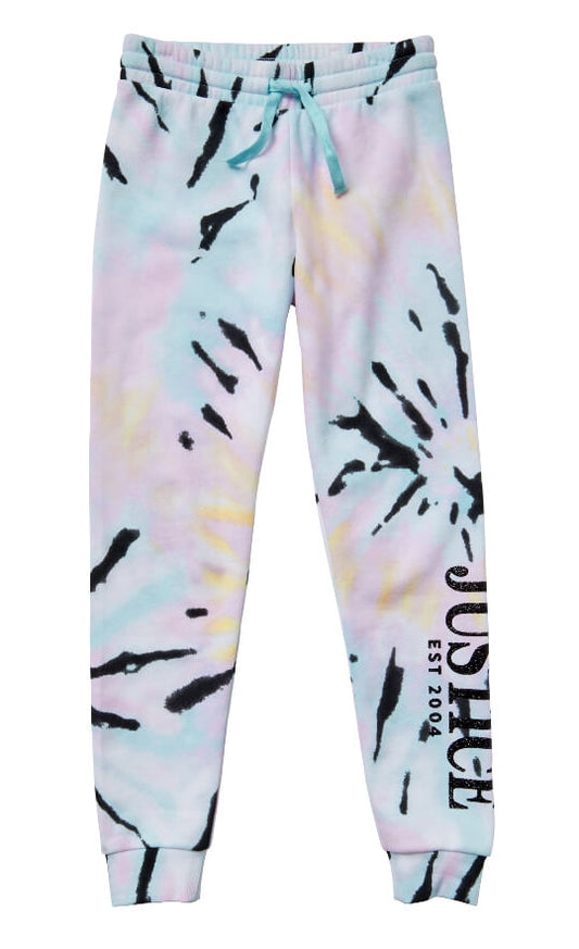 Justice Girls Graphic Fleece Joggers, Tye Dye