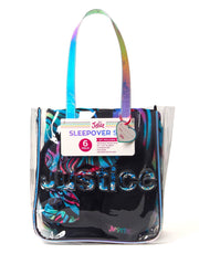 Justice Girls Sleepover Clear Tote Handbag 6-Piece Set Black