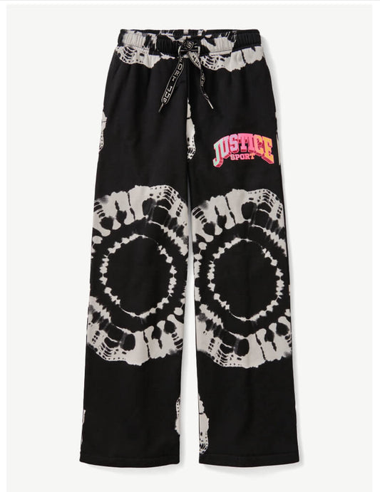 Justice Girls' Flare Dye Effect Sweatpants – Trendy Tie-Dye Print, Cozy Fit, Available in Black & Wildflower