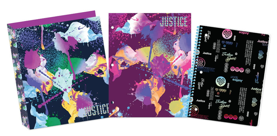 Justice J Sport Binder Bundle, 1" Binder, Notebook, Paper Pocket Folder