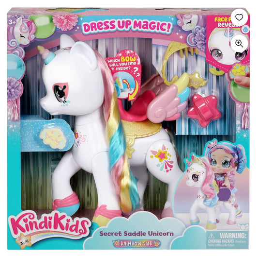 Kindi Kids, Dress up Magic Secret Saddle Rainbow Unicorn with Face Paint Reveal, Ages 3+