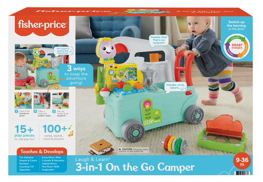 Fisher-Price Laugh & Learn 3-in-1 On-the-Go Camper Infant Walker & Toddler Activity Center