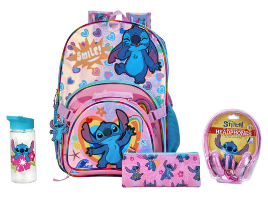 Lilo & Stitch 6-Piece Kids Backpack Set – Includes Backpack, Headphones, Lunch Bag & More
