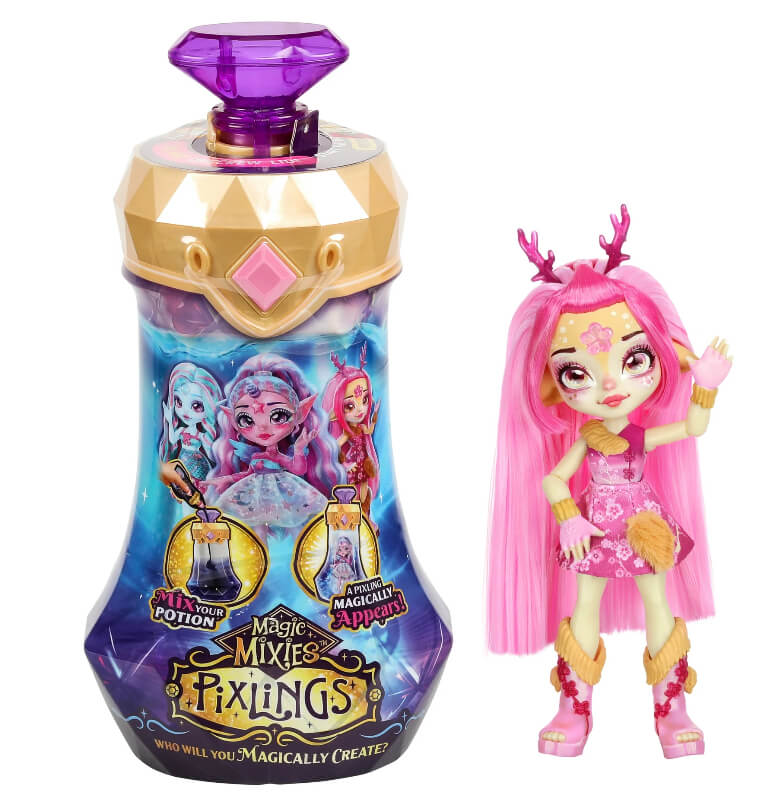 Magic Mixies Pixlings Deerlee the Deer Pixling 6.5" Doll Inside a Potion Bottle