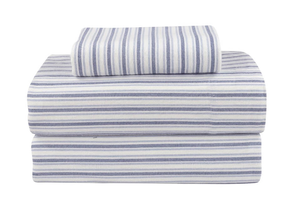 Mainstays 3-Piece Flannel Sheet Set – Twin Size, Blue Stripe
