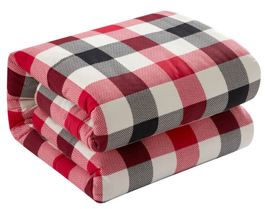 Mainstays 3-Piece Red Plaid Reversible Sherpa Comforter Set – Ultra-Soft Flannel & Sherpa, Full/Queen
