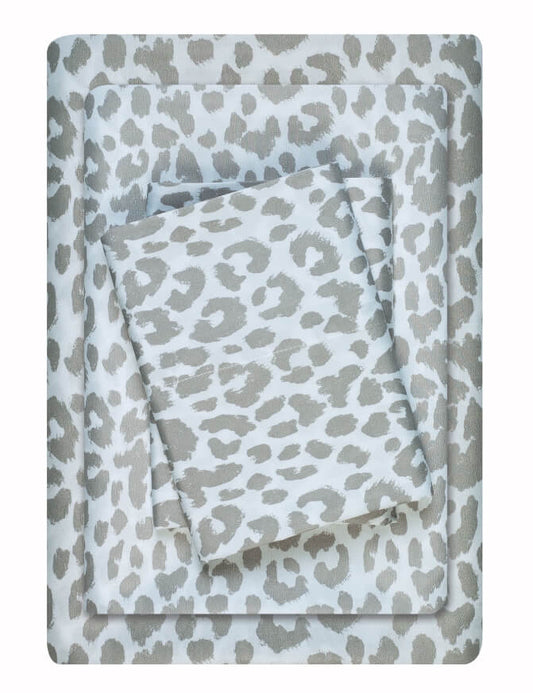 Mainstays 3-Piece Soft Silver Cheetah Microfiber Sheet Set