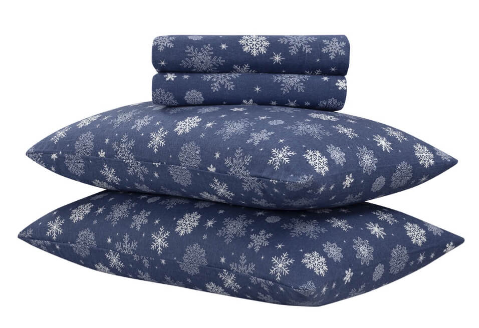 Mainstays 4-Piece Flannel Sheet Set – Full Size, Snow Print