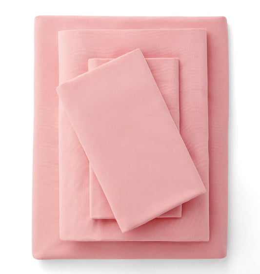 Mainstays 4-Piece Percale Bed Sheet Set – Full Size, Blush, 300 Thread Count