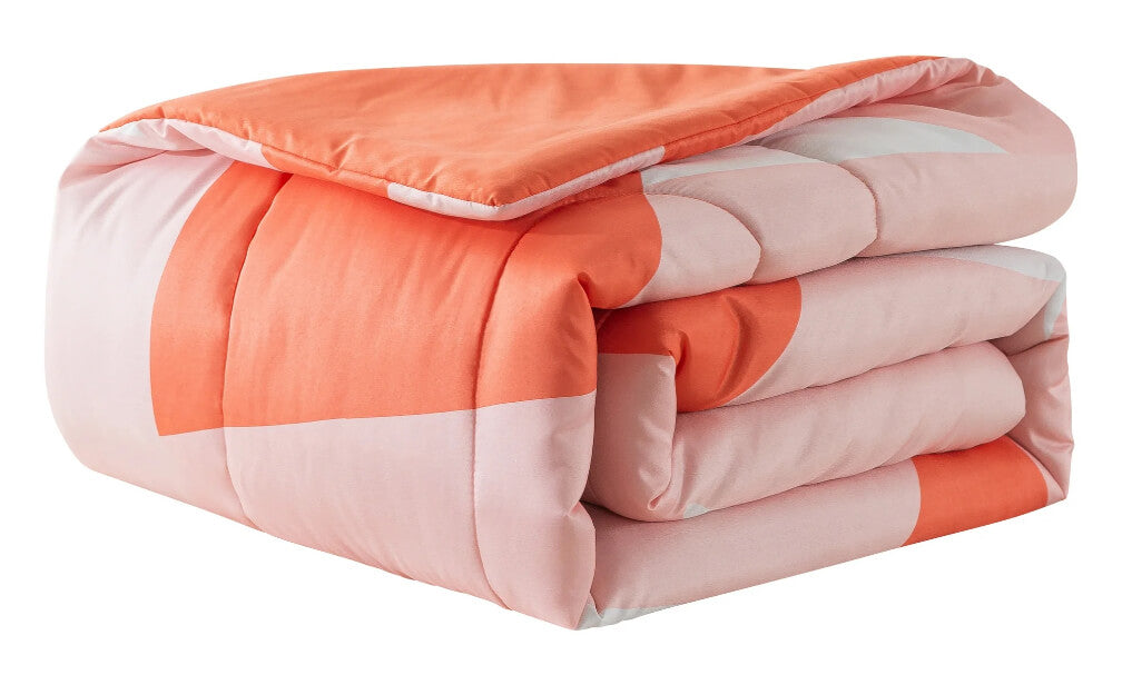 Mainstays Coral Geometric 5 Piece Bed in a Bag Comforter Set with Sheets and Plush Throw, Full - The Bargin Chic Retail Store