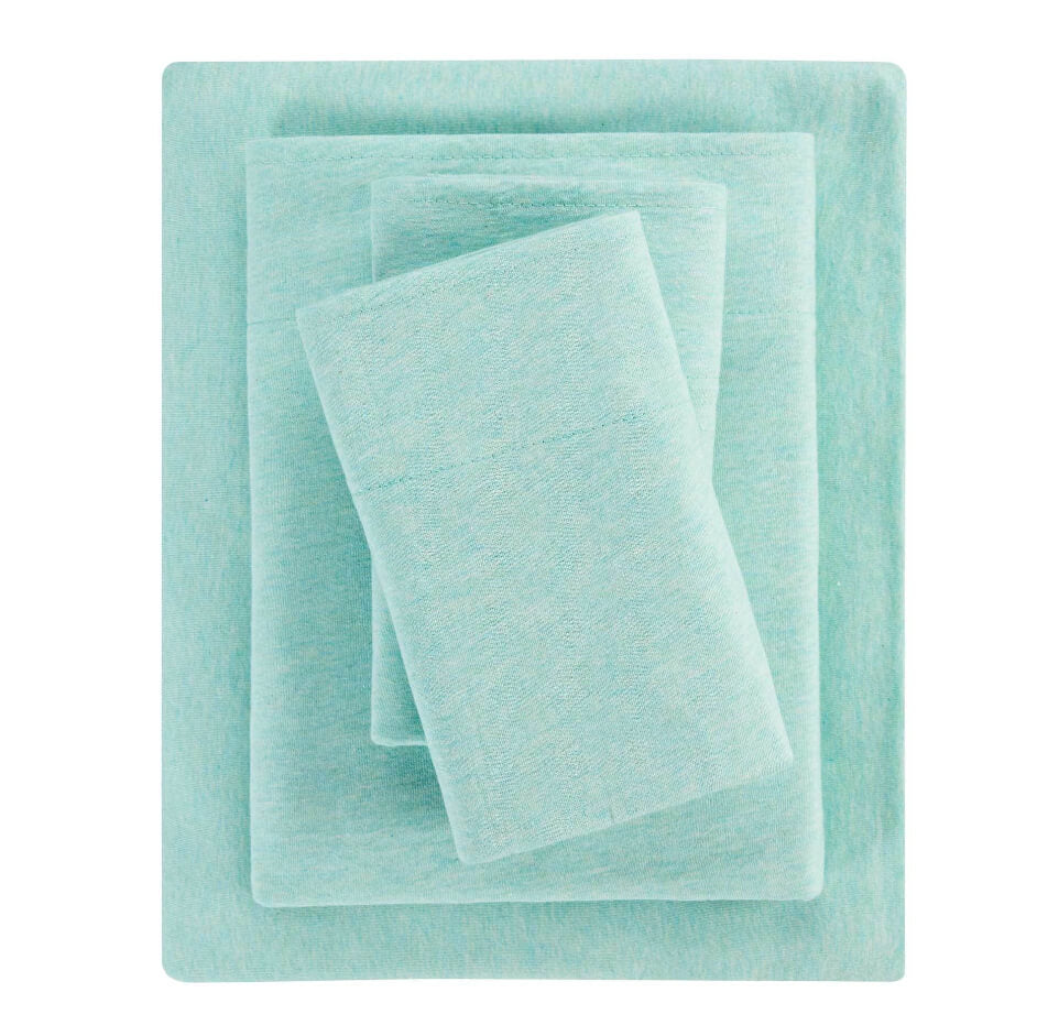 Mainstays Cotton Rich Jersey Bed Sheet Set – Extra Soft, Classic Mint