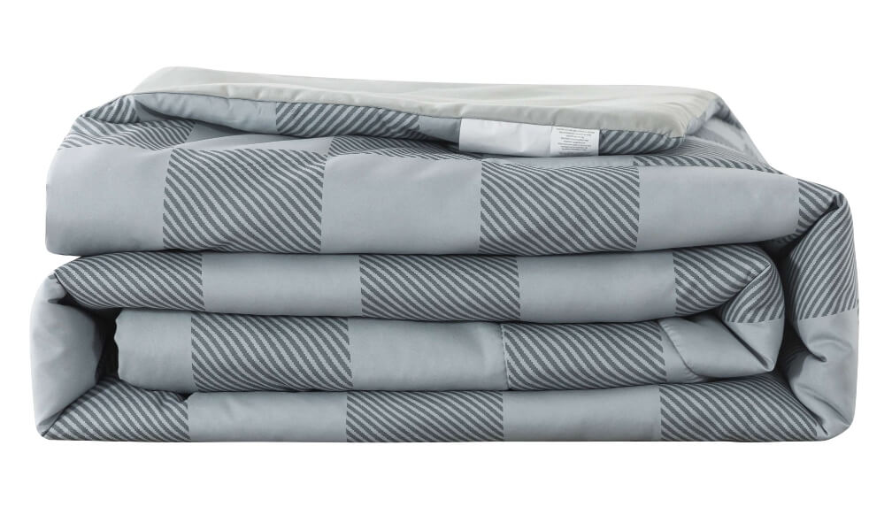 Mainstays Grey Check Bed-in-a-Bag Comforter Set – Reversible Plaid Design, Soft Polyester, Machine Washable