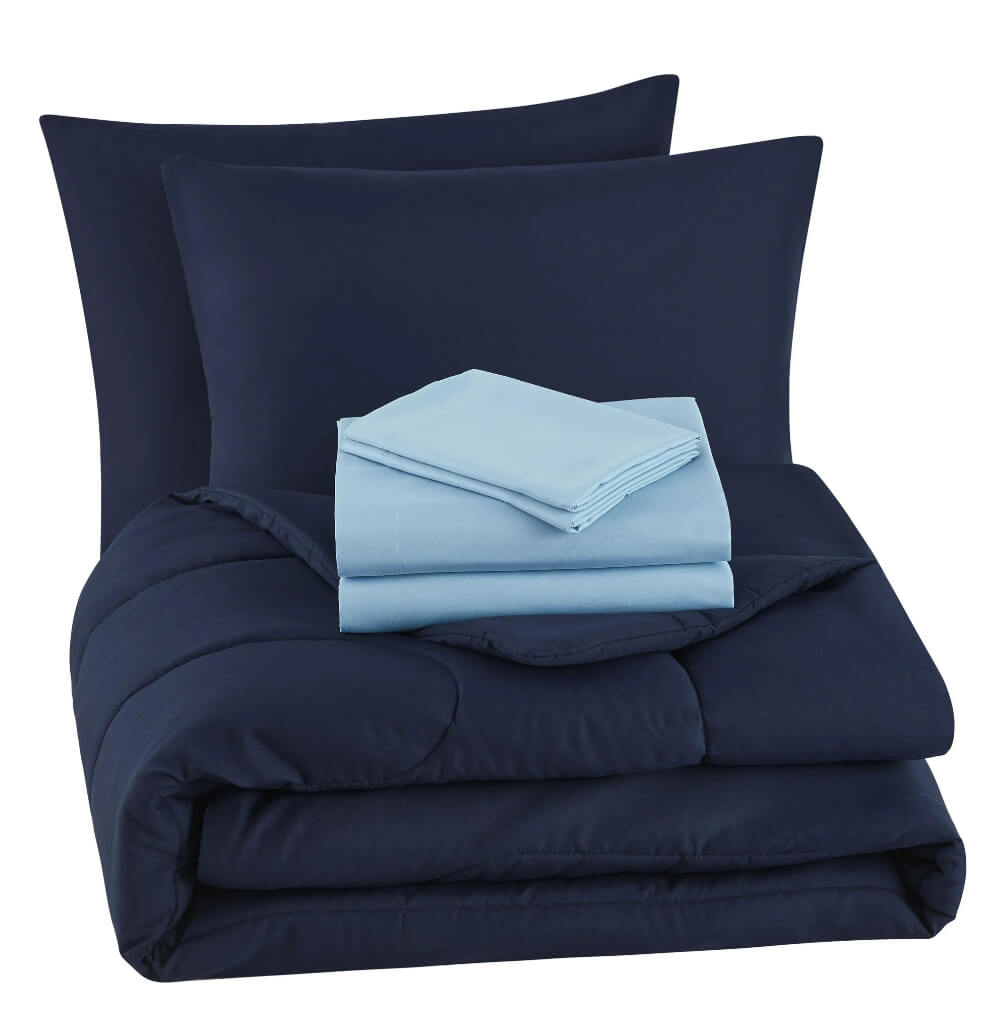 Mainstays Solid Bed in a Bag Coordinated Bedding Set – Full Size, Navy