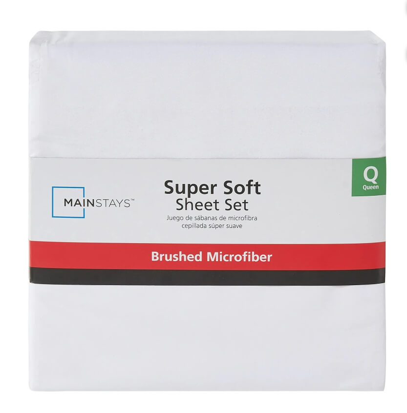 Mainstays Super Soft Microfiber Bed Sheet Set – Full Size, Arctic White, Wrinkle-Resistant & Bleach Safe