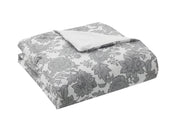 My Texas House Victoria Floral Cotton Slub Comforter Set – Grey, King, 4 Pieces
