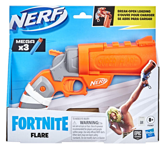 Nerf Fortnite Flare Dart Blaster, Includes 3 Nerf Mega Darts