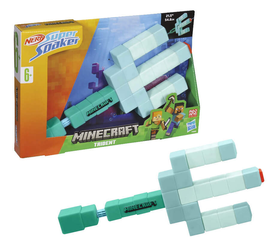 Nerf Super Soaker Minecraft Trident Outdoor Water Blaster