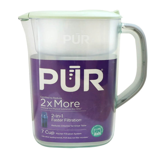 PUR 7-Cup Water Filter Pitcher – Lime Green, BPA-Free, Dishwasher Safe, Reduces 15+ Contaminants